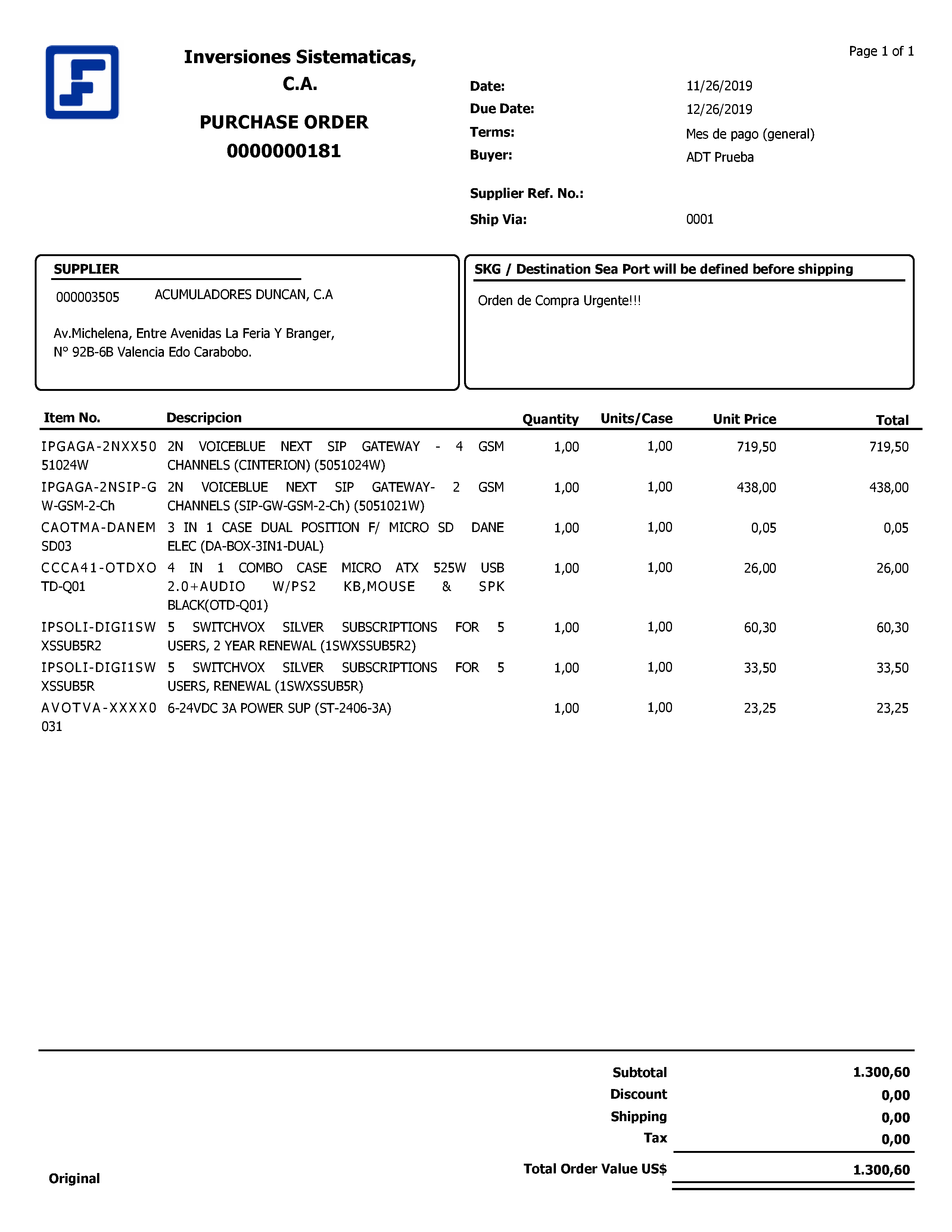 Órdenes de Compras