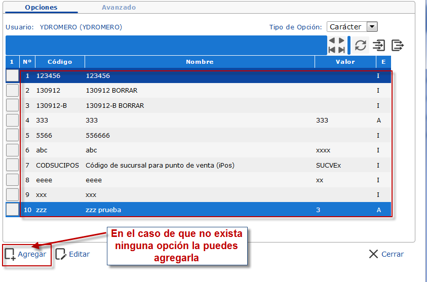 Opciones de configuración de correo electrónico