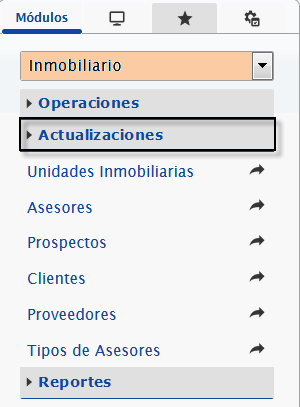 Opciones de la sección Actualizaciones