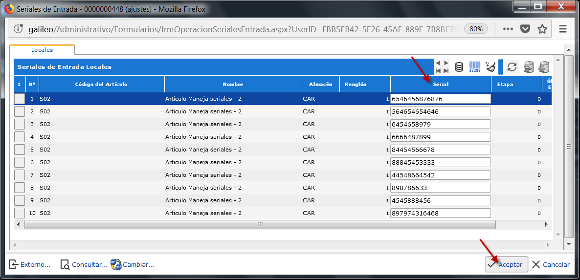 Agregando Seriales de Entrada