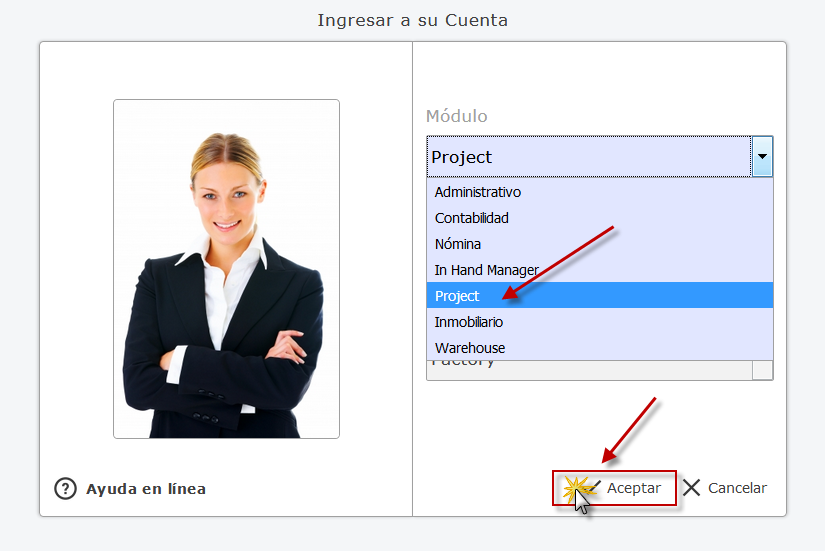 Ingresando al sistema eFactory Project