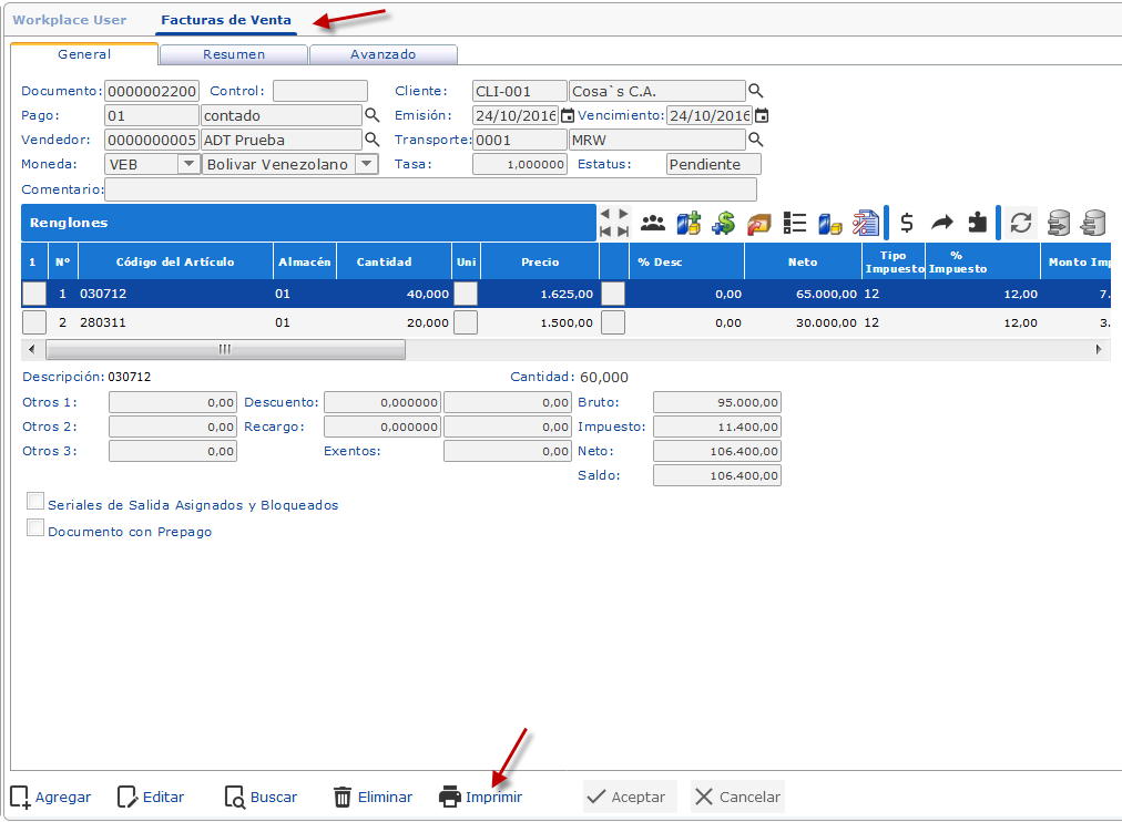 Generando una factura