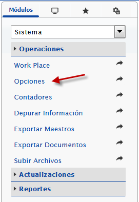 Ingresando a la pantalla Opciones
