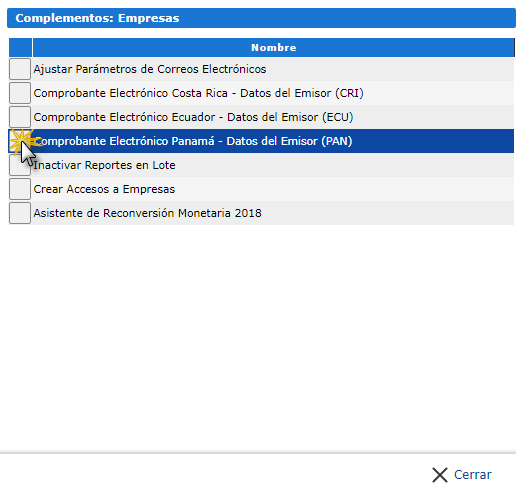 Seleccionando Comprobante Electrónico Ecuador - Datos del Emisor (ECU)