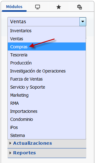 Seleccionar módulo de trabajo