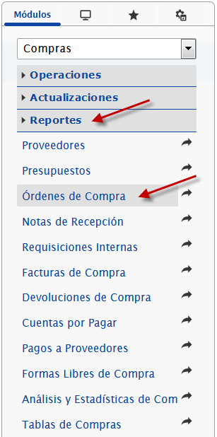 Seleccionar módulo de trabajo