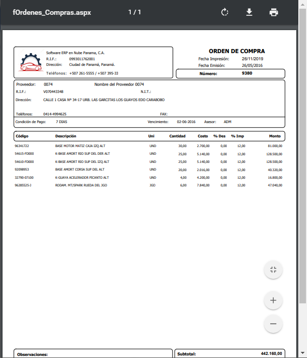 Órdenes de Compras