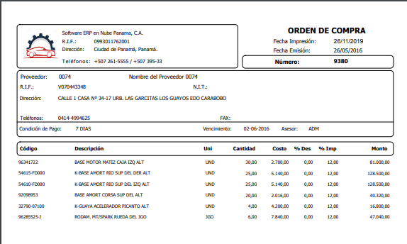 Órdenes de Compras