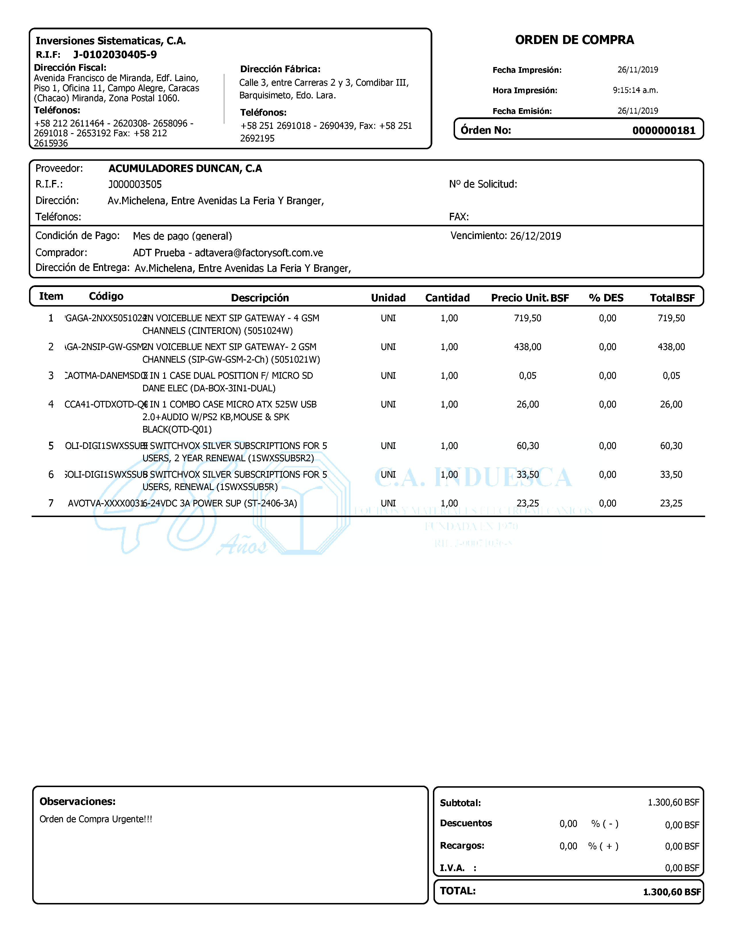 Órdenes de Compras