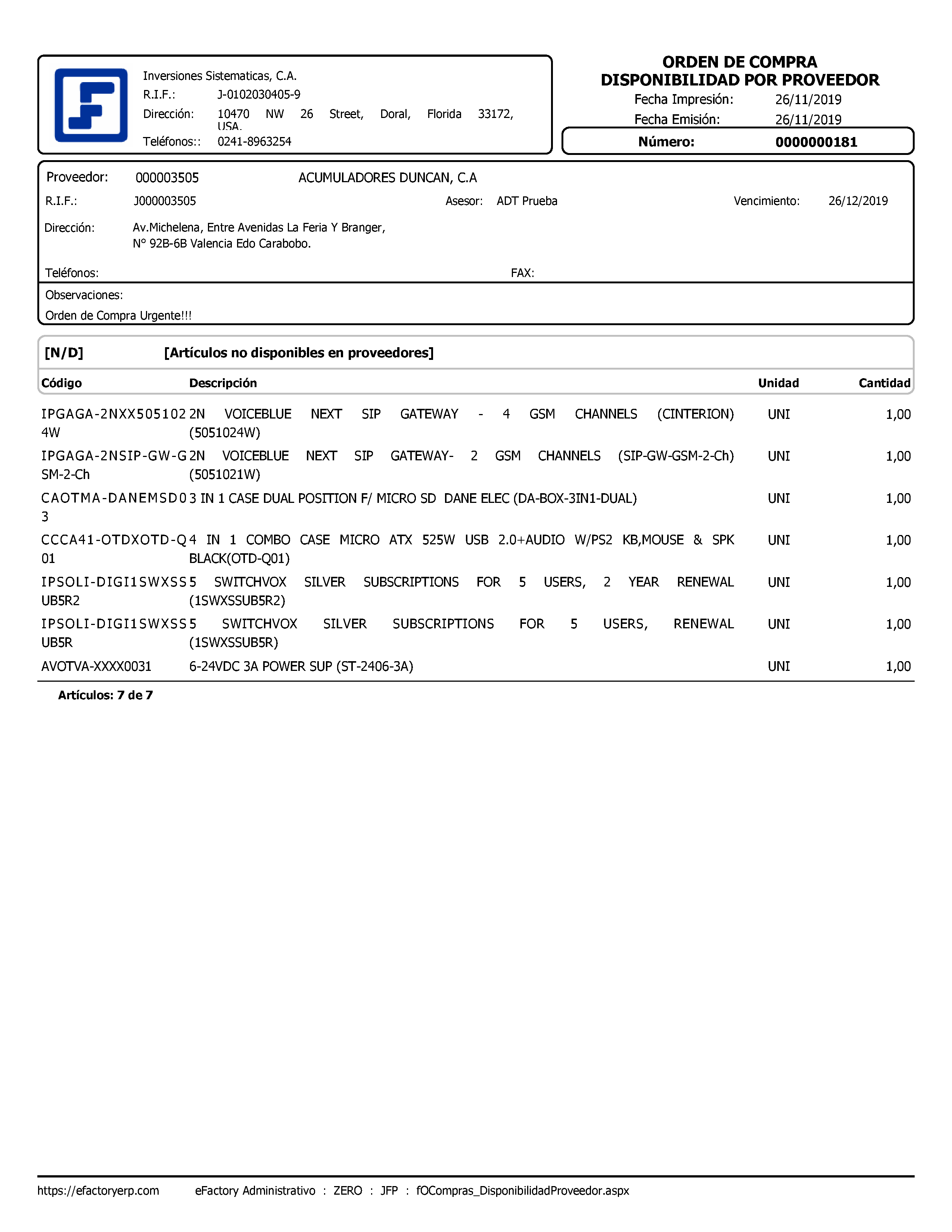 Órdenes de Compras