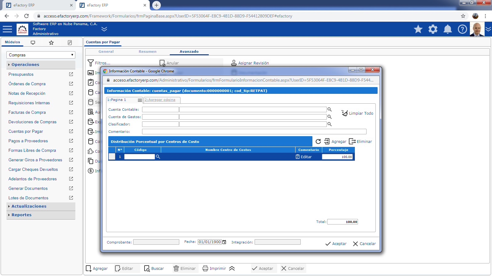 Información Contable ajuste tipo crédito ATC