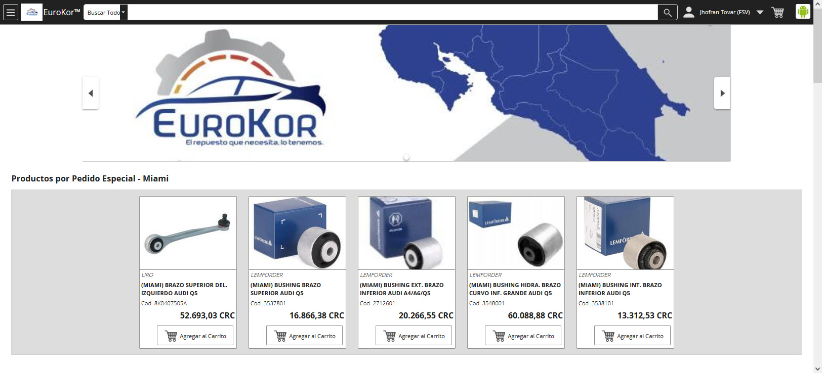 Tienda Virtual Eurokor Inicio - Tienda Virtual (TVO)