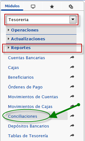 reportes de conciliaciones bancarias.