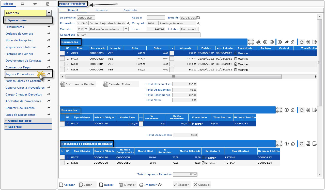 Pagos a Proveedores con Retenciones