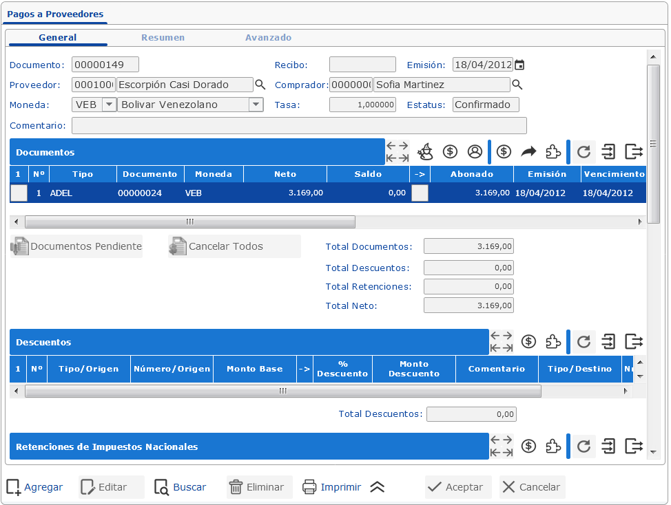 Pagos a Proveedores con Retenciones