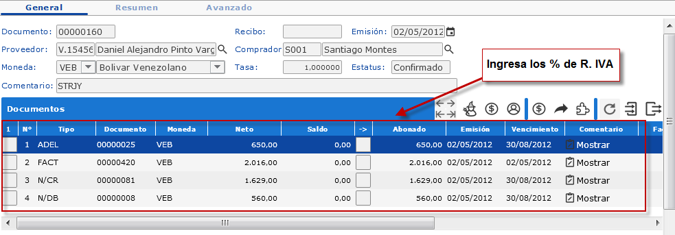 Retenciones - pago a un proveedor - 4