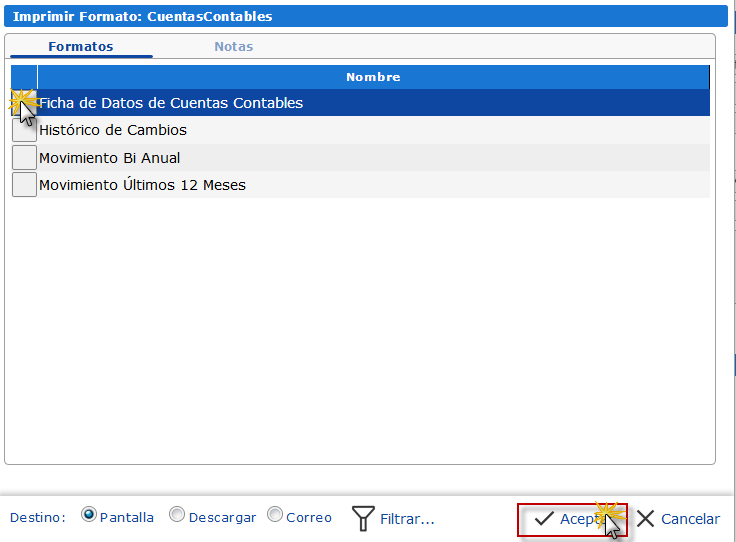 Formatos de Cuentas Contables
