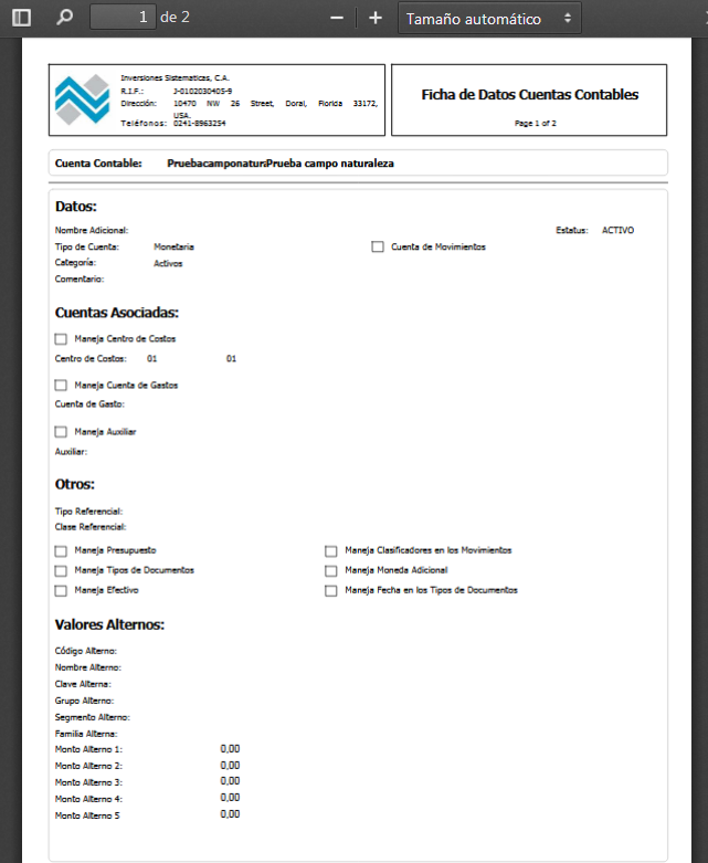 Formatos de Cuentas Contables