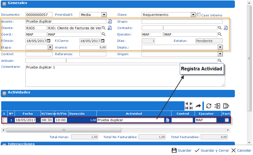 Formulario Casos