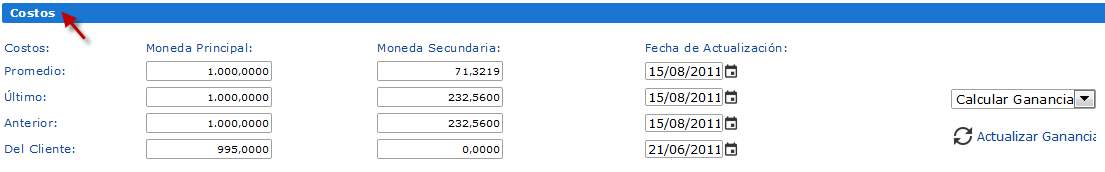 Sección Costos