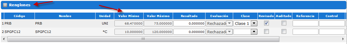 Sección Renglones