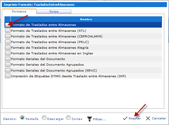 Lista de Formatos Disponibles