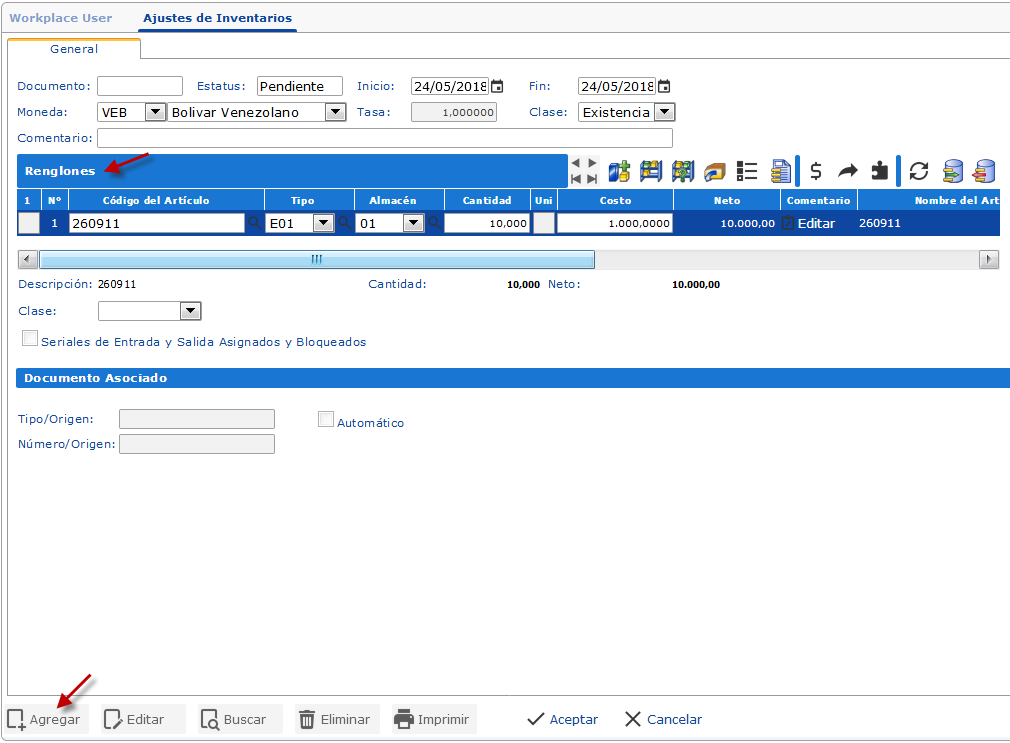 Agregar configuración de lotes