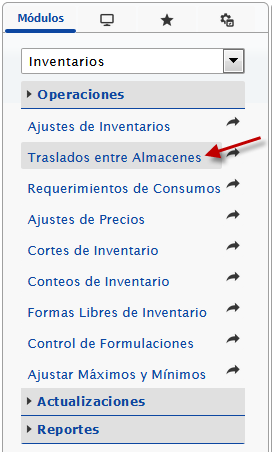 Ingresando a Traslado entre Almacenes