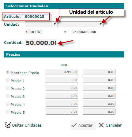 Establecer Relación de las Unidades