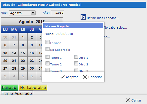 Edición rápida de un calendario