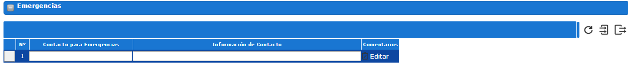 Sección Emergencias del expediente
