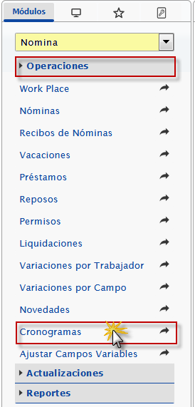 Ingresando al formulario Cronogramas