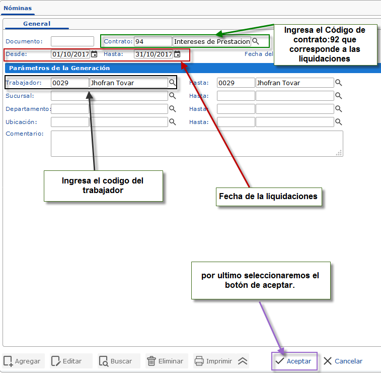 Formulario: Nóminas