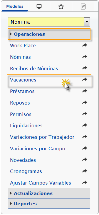 Seleccionar Seccion Vacaciones