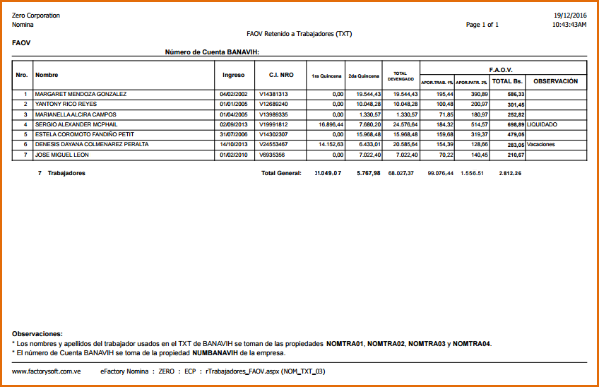 Reporte: FAOV Retenido a Trabajadores (TXT)