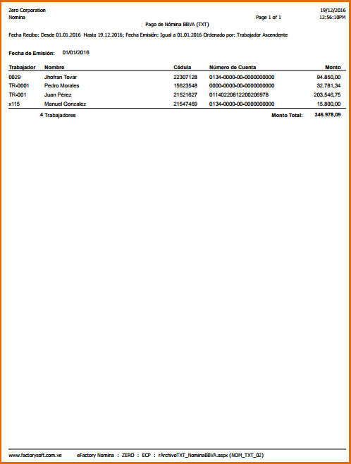 Reporte: Pago de Nómina BBVA (TXT)