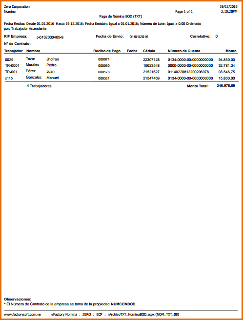 Reporte: Pago de Nómina BOD (TXT)