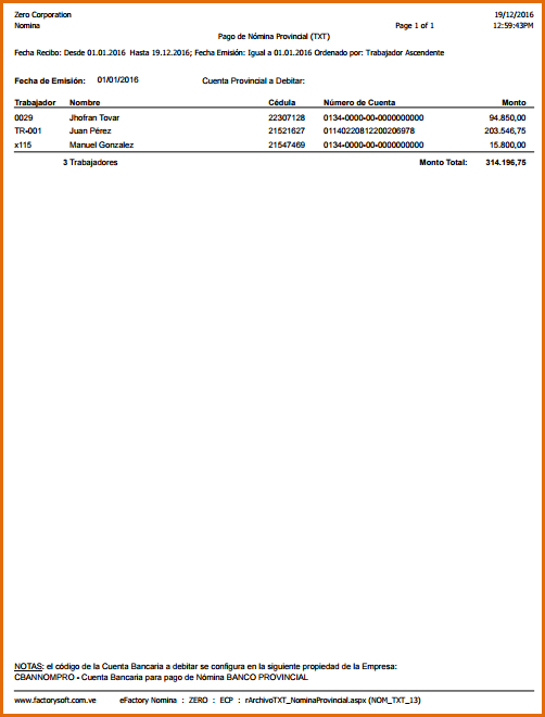 Reporte: Pago de Nómina Provincial (TXT)