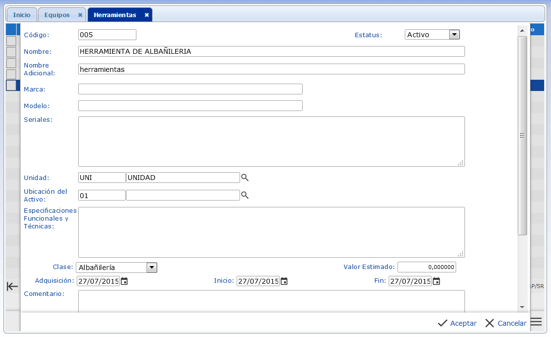 Registro de Herramientas