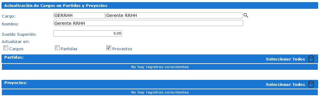 Actualización de Cargos