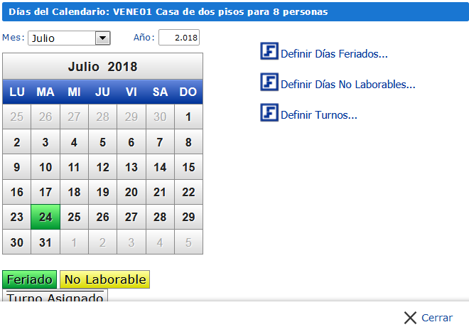 Seleccion de un dia en calendario