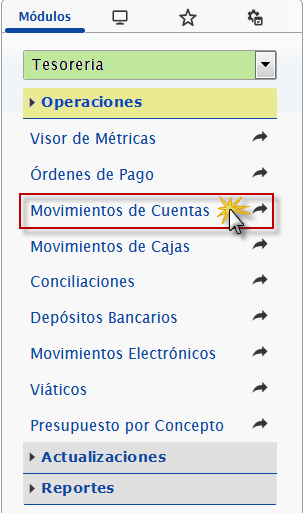 Ingresando a Movimientos de Cuentas
