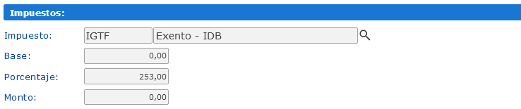 Sección Impuestos