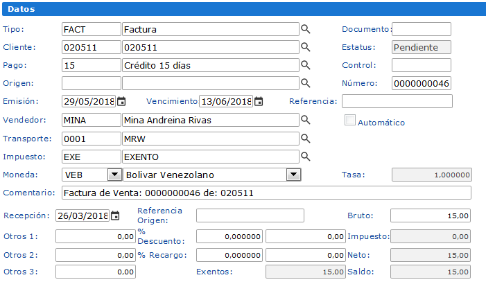 Sección Datos