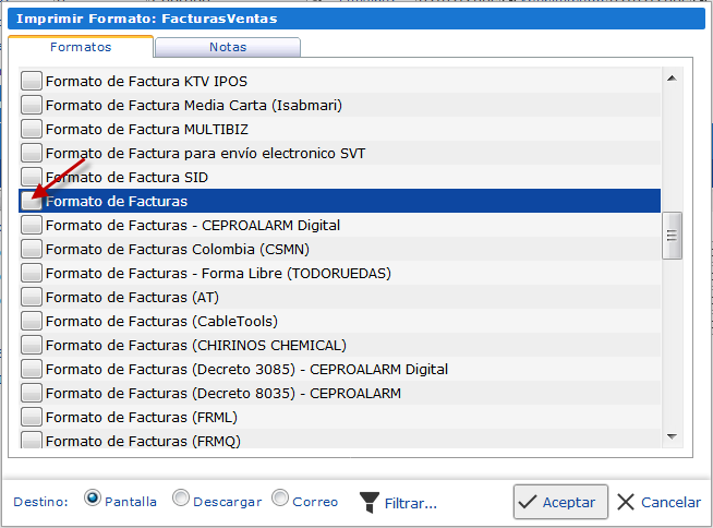 Seleccionamos el Formato