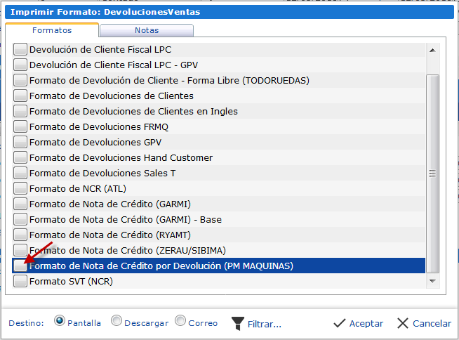 Lista de Formatos