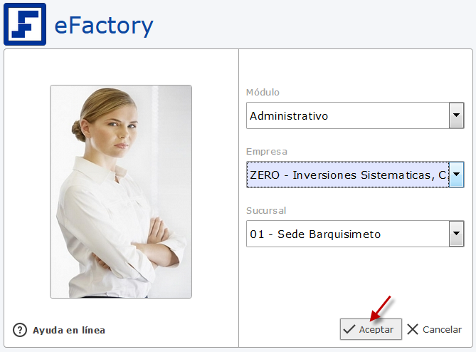 Seleccion de aplicacion en eFactory