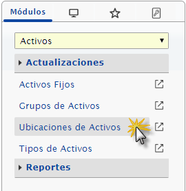 Seccion Actualizaciones, Opcion Ubicacion de Activos