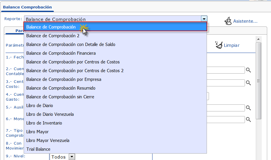 Reporte de Balance de Comprobación