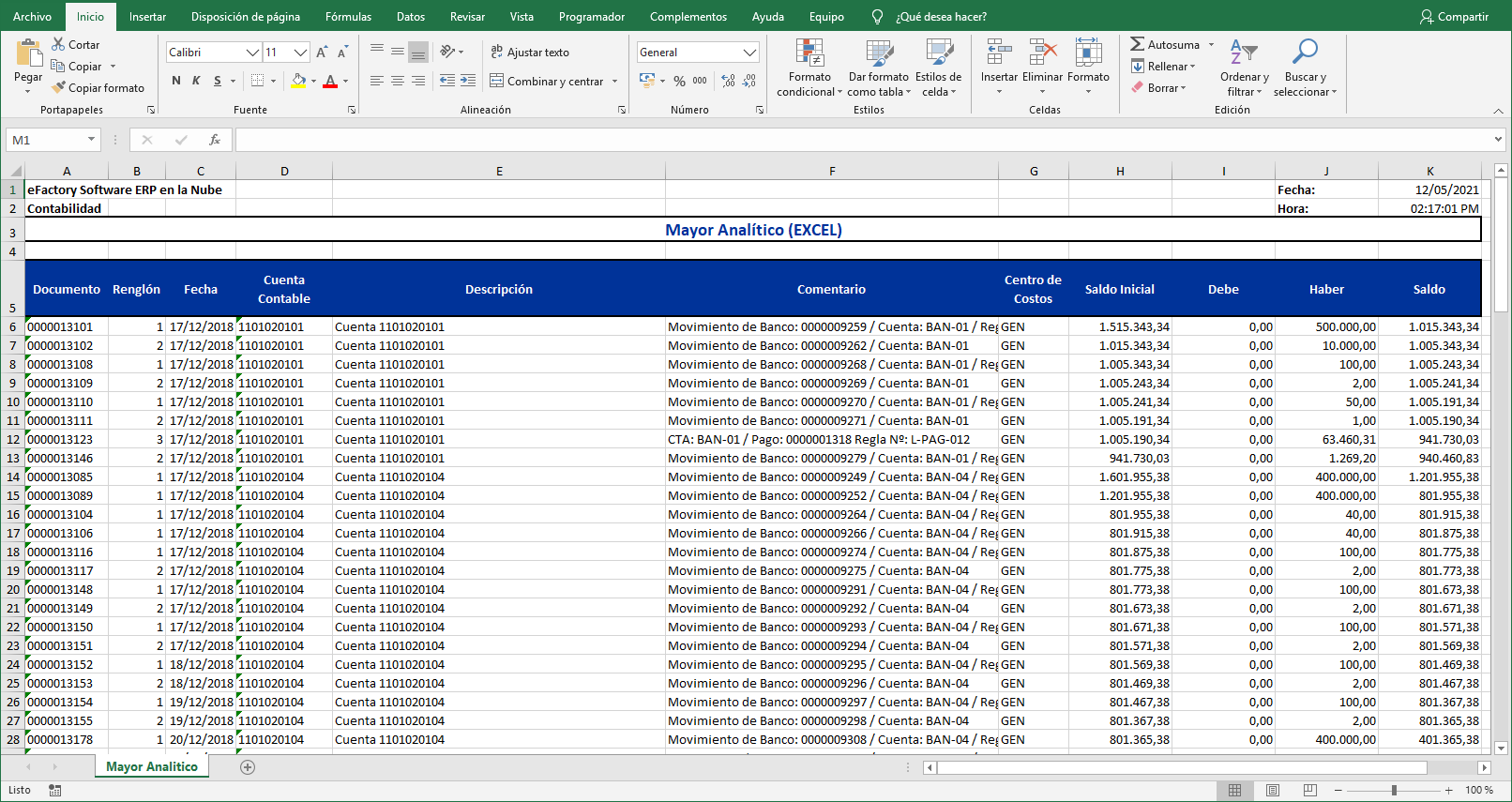 Reporte Mayor Analítico (Excel)